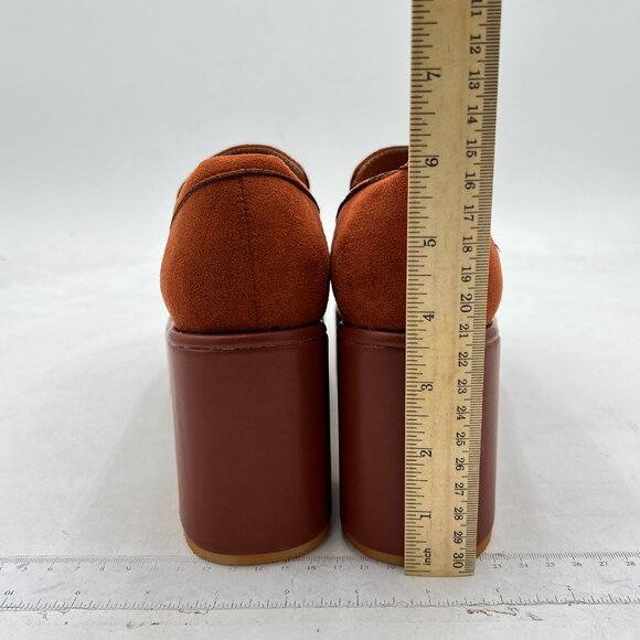 Brown Retro Square Toe Platform Chunky High Heel Slip-On Shoes - Picture 6 of 9